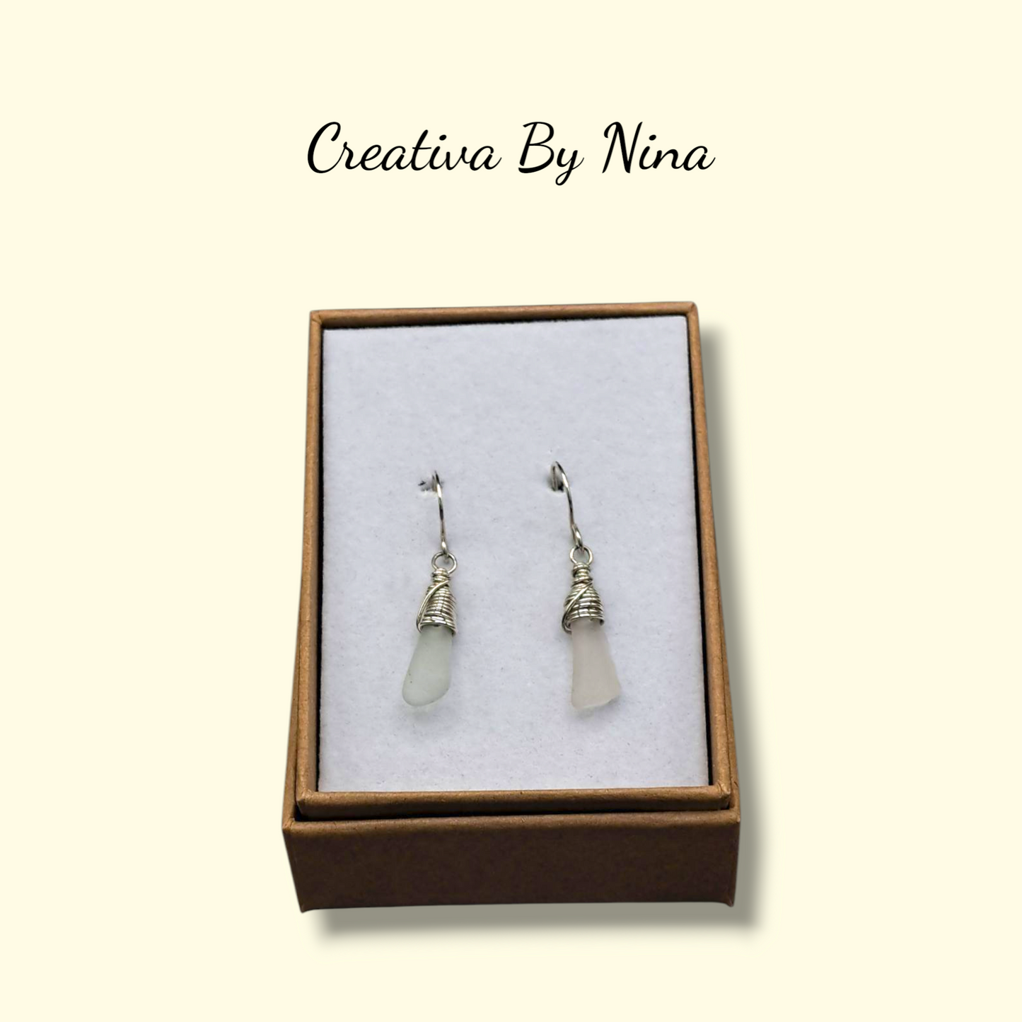 Sea glass wire wrap earrings