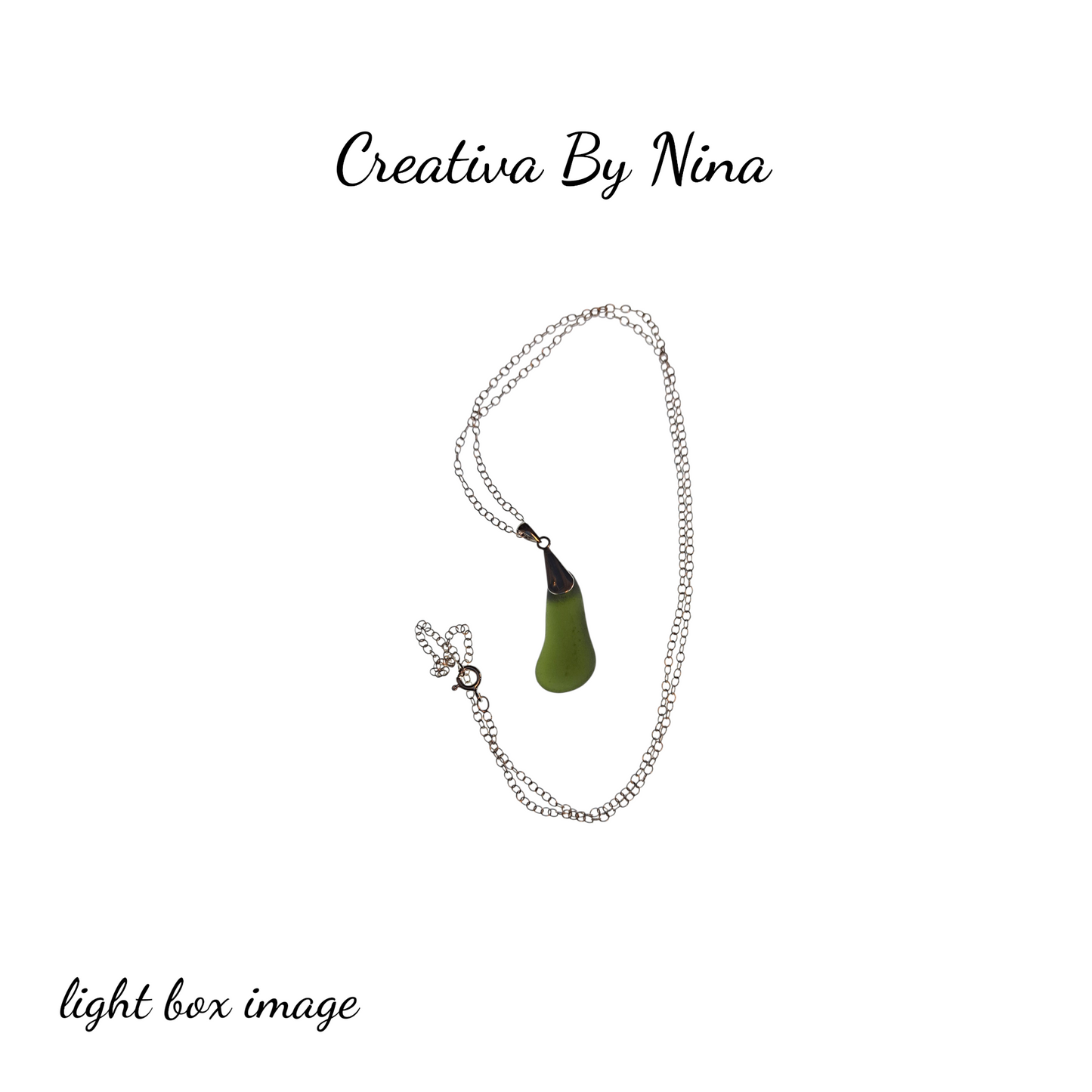 Sea Glass - Green & Sterling Silver Necklace