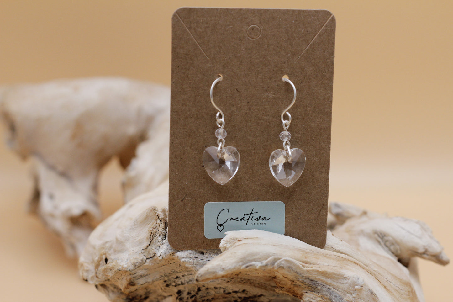 Glass heart earrings