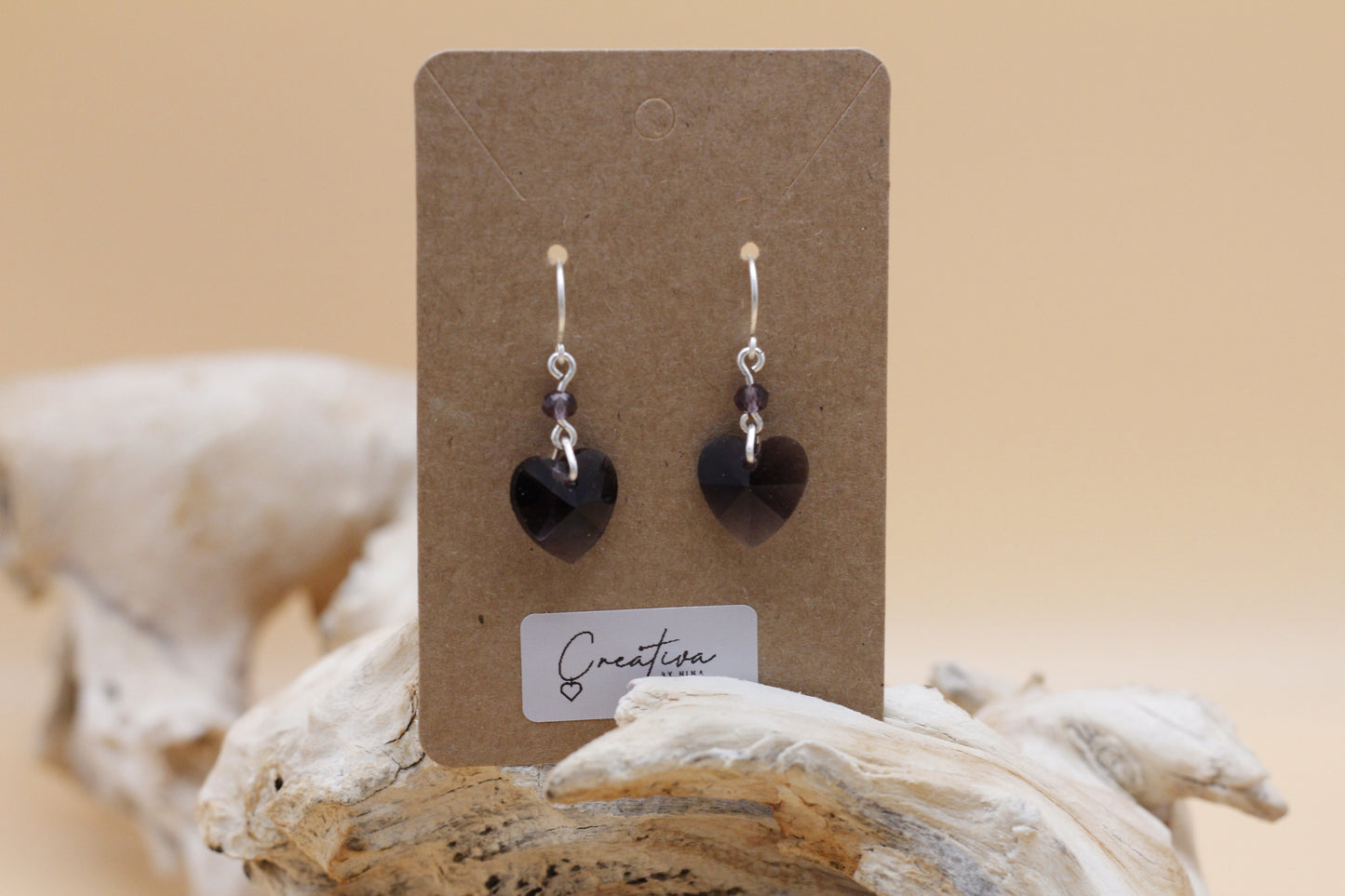 Glass heart earrings