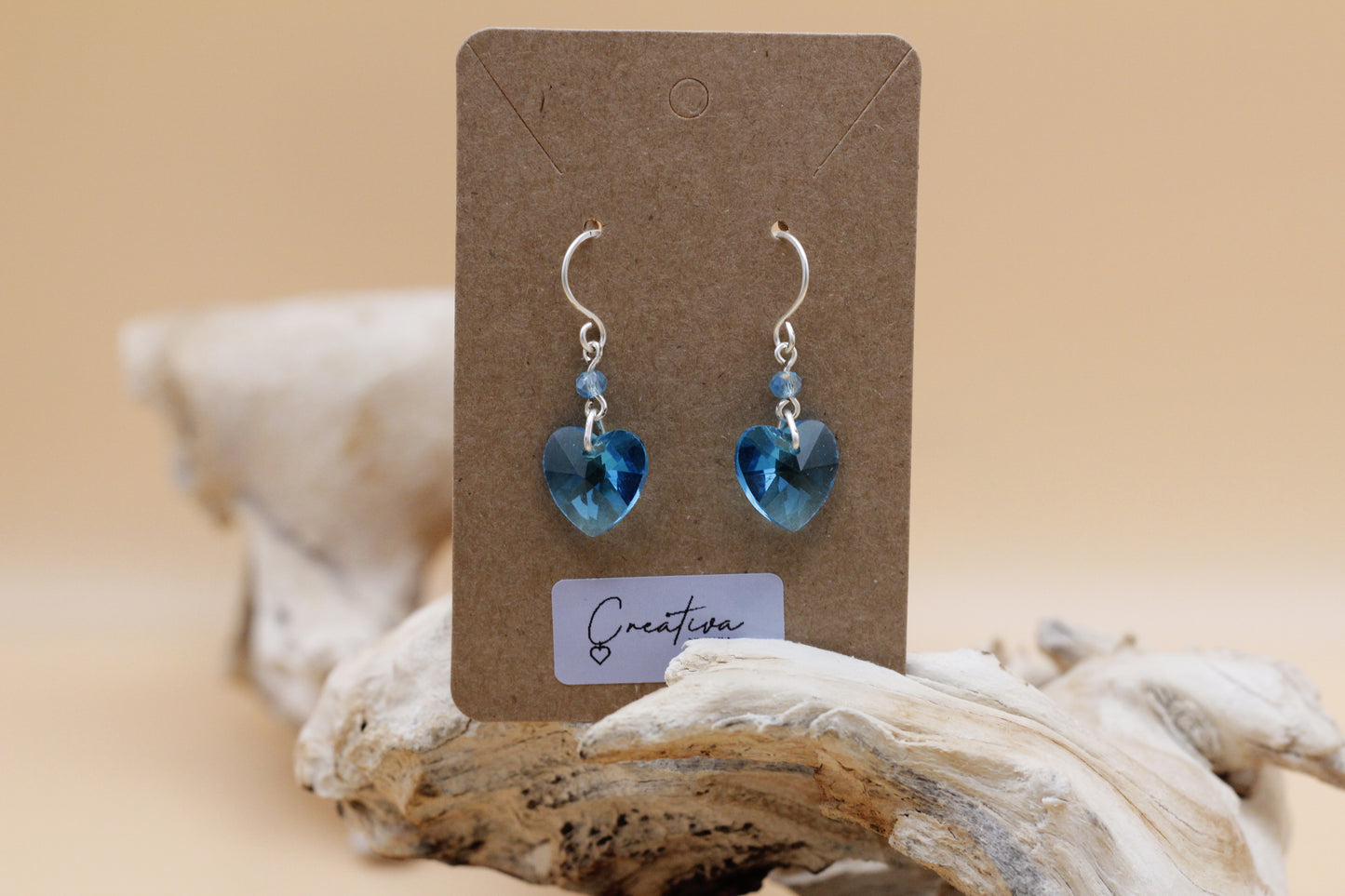 Glass heart earrings