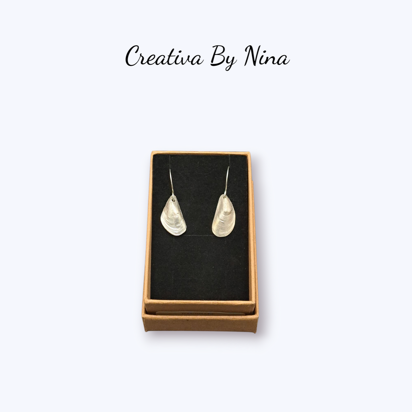 Small fine silver mussel shell earrings