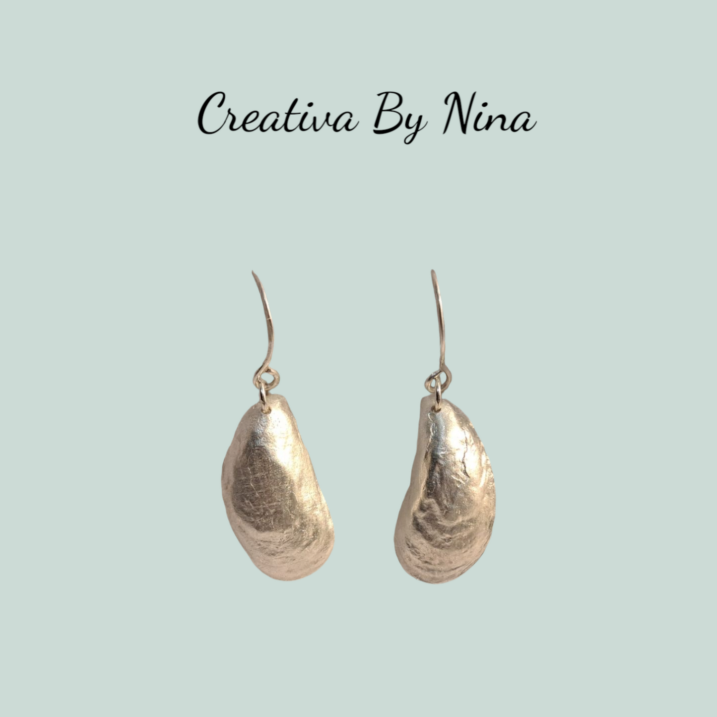 Large Fine Silver Mussel Shell Earrings