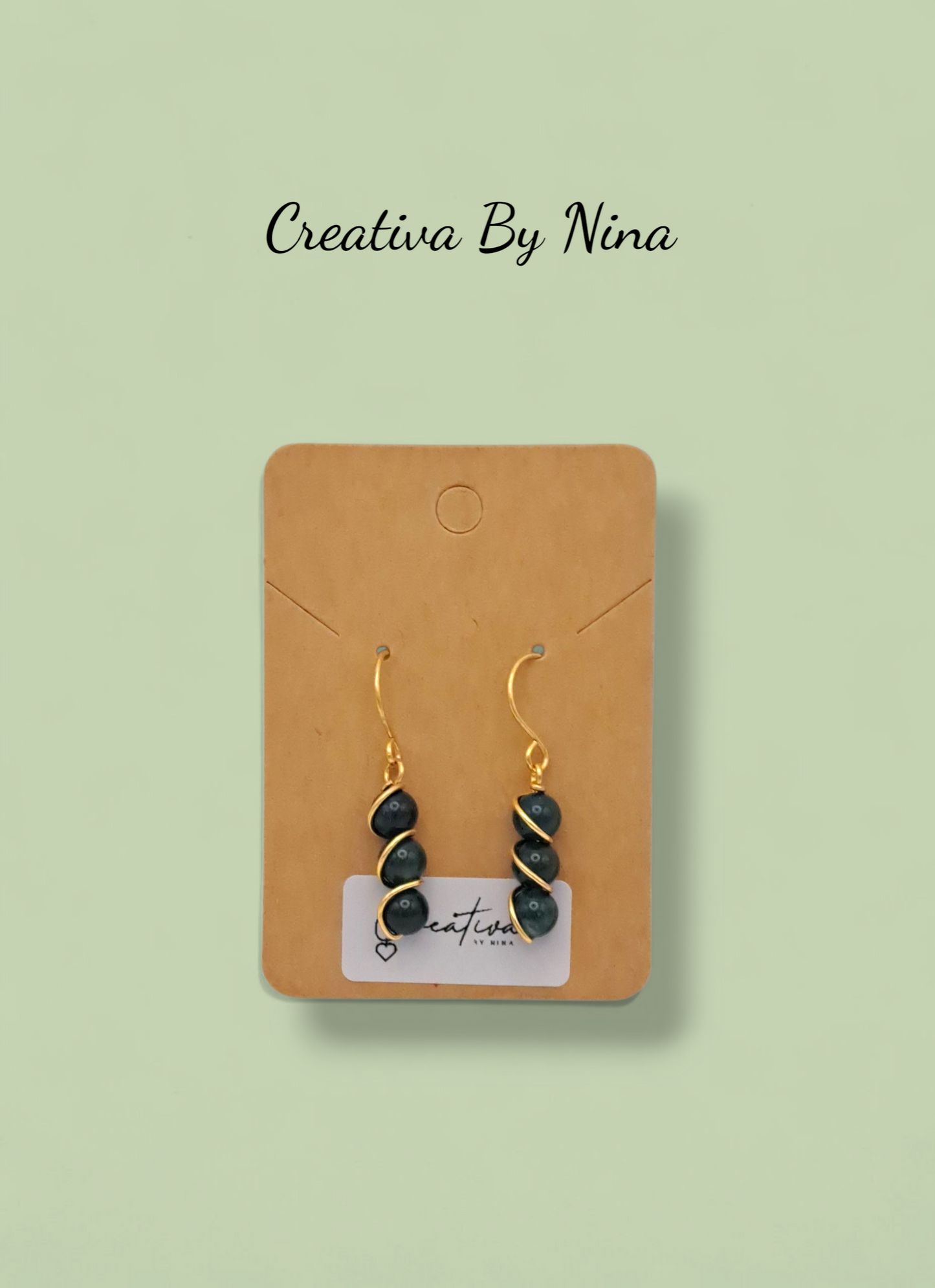 Natural stone moss agate and gold plated earrings.