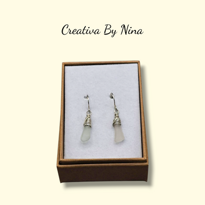 Sea glass wire wrap earrings