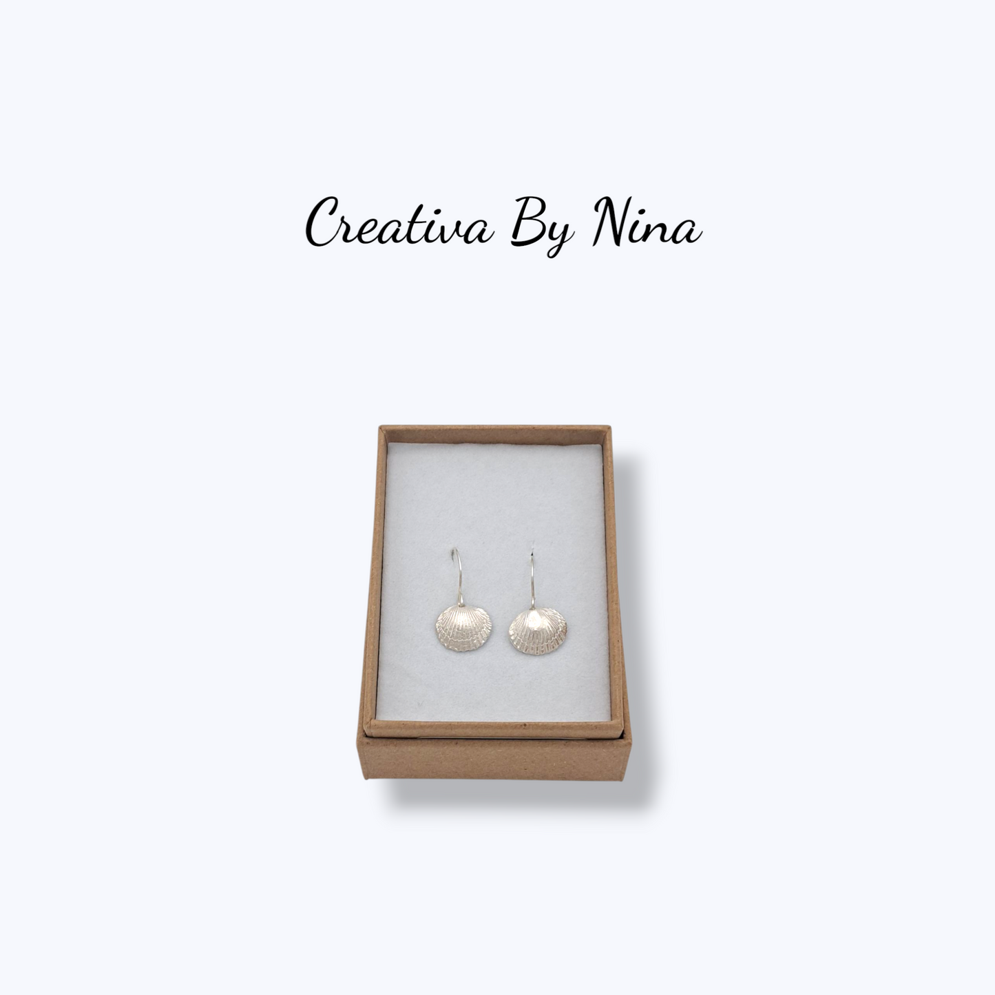Fine silver small cockle shell earrings