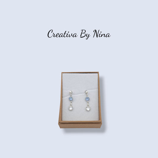 Preciosa gem 2 link drop earings - light sapphire