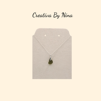 Sea Glass - Green & Sterling Silver Necklace