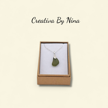 Sea Glass - Green & Sterling Silver Necklace