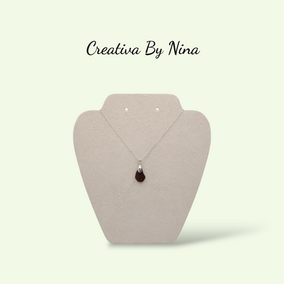 Sea Glass, Dark Brown & Sterling Silver Necklace