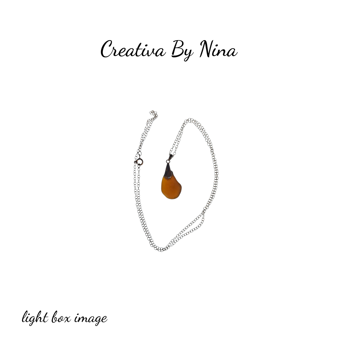 Sea Glass, Dark Brown & Sterling Silver Necklace