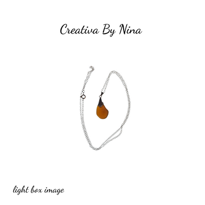 Sea Glass, Dark Brown & Sterling Silver Necklace