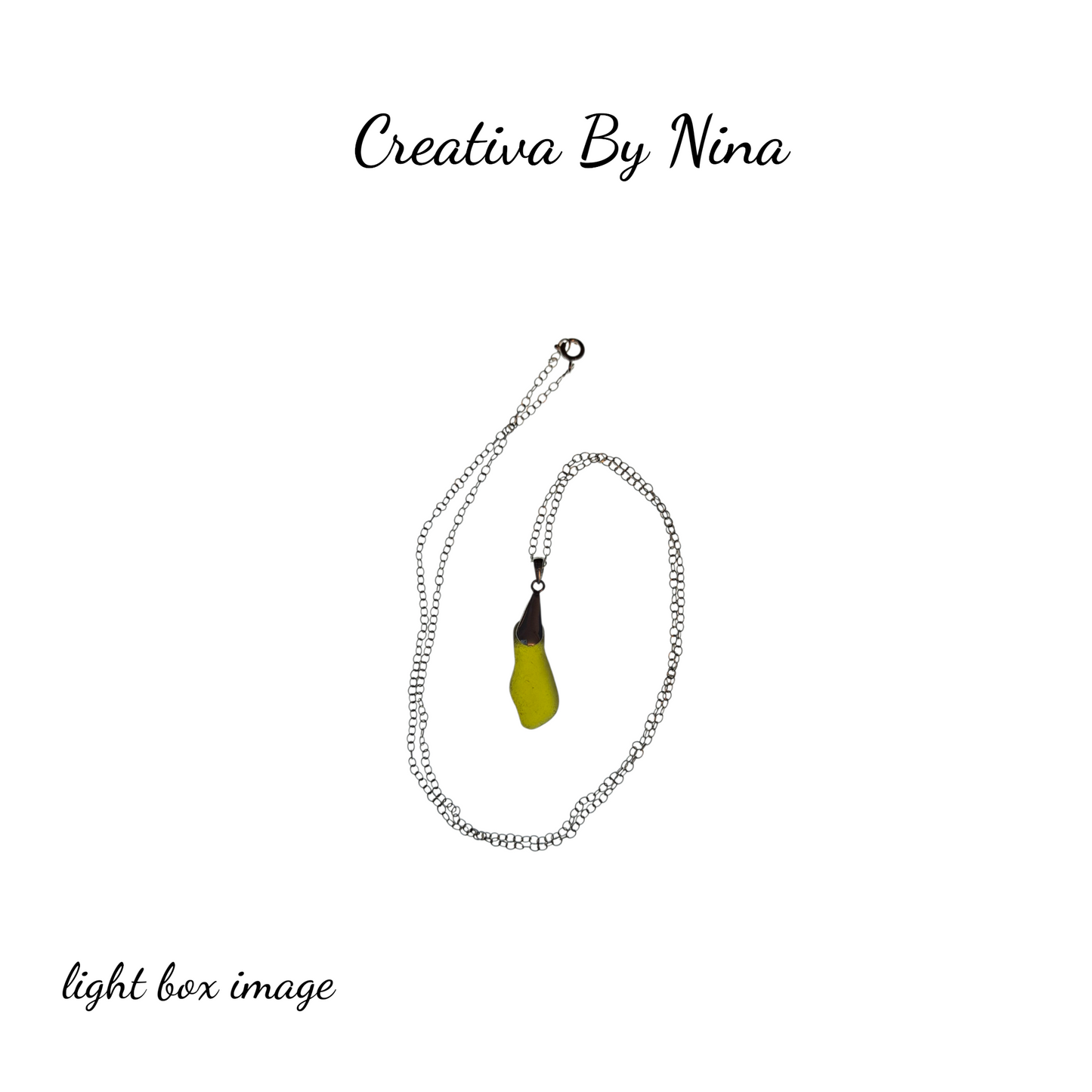 Sea Glass, Lime Green & Sterling Silver Necklace