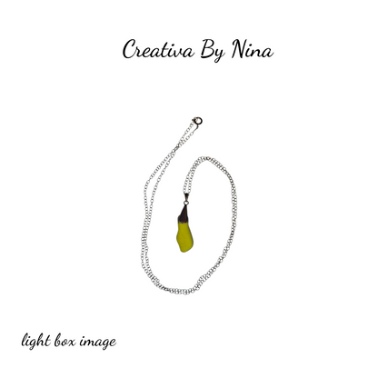 Sea Glass, Lime Green & Sterling Silver Necklace