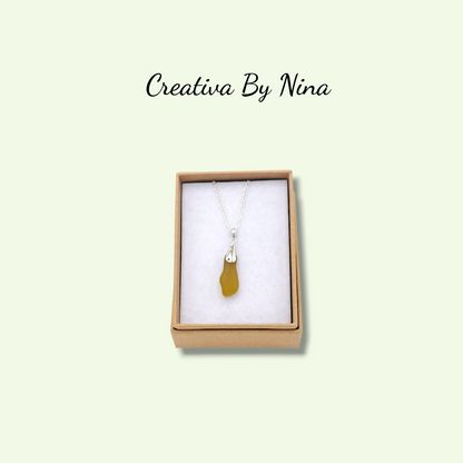 Sea Glass, Lime Green & Sterling Silver Necklace