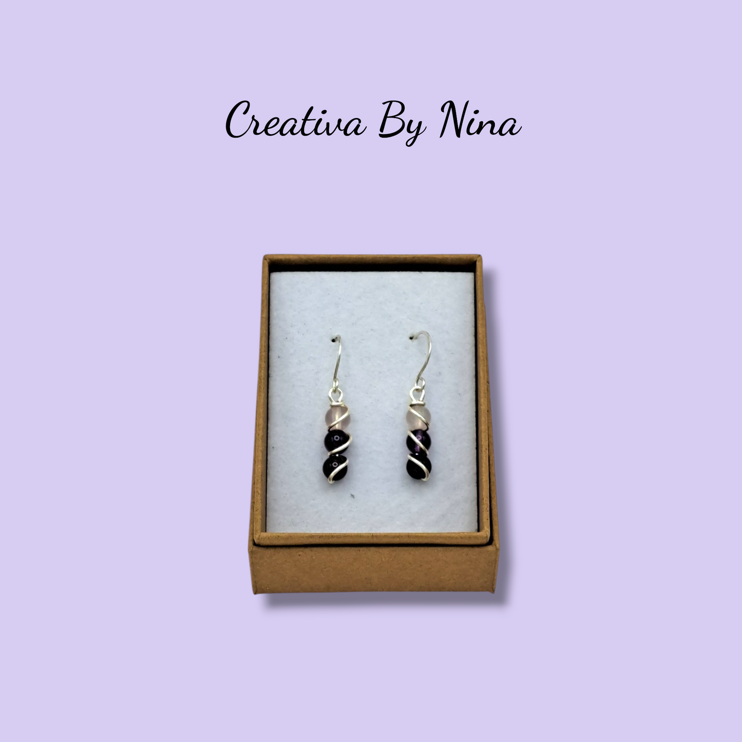 Natural stone and silver plated earrings