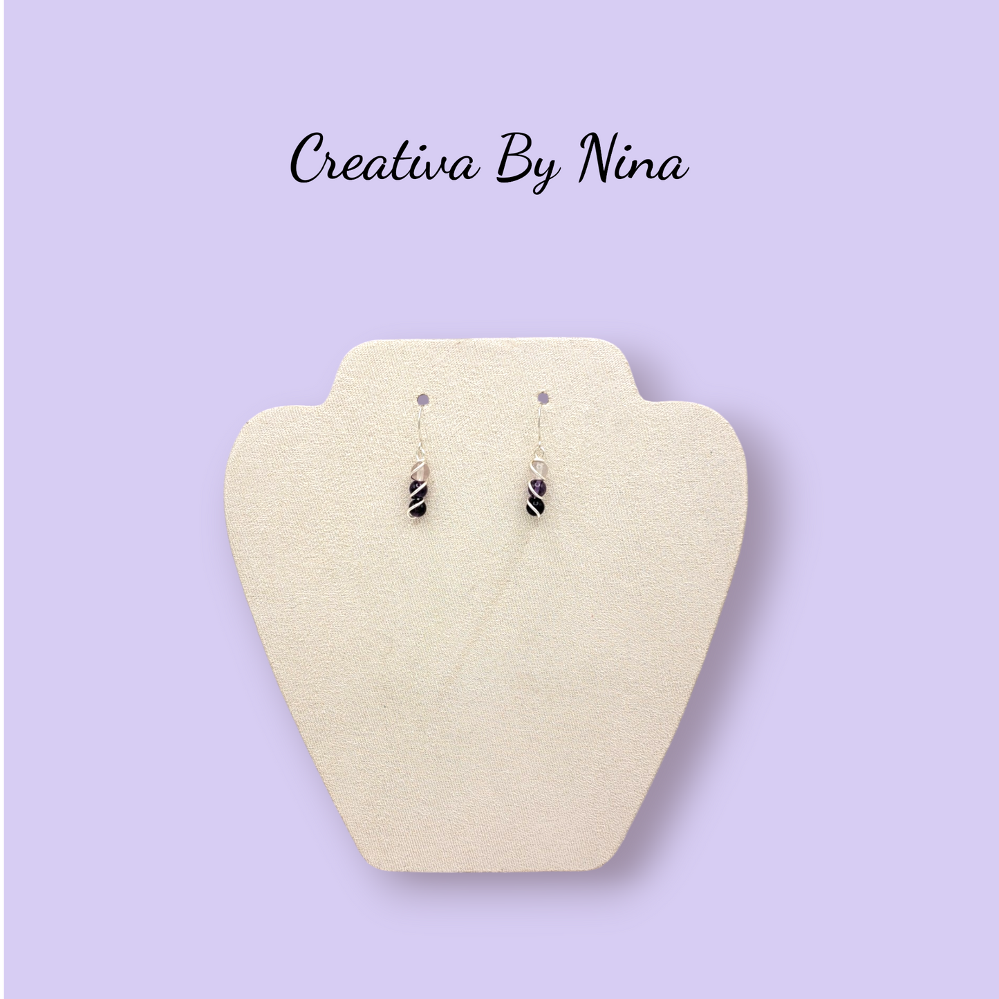 Natural stone and silver plated earrings