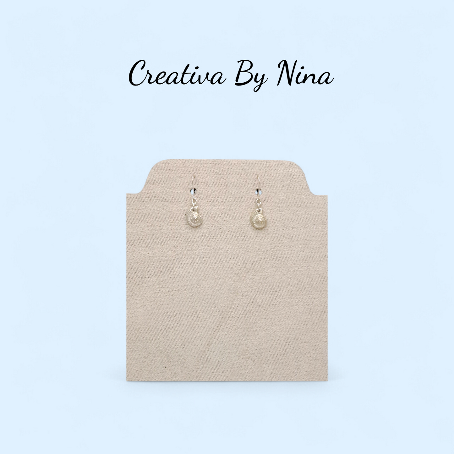Fine silver sea snail flat spiral shell earrings