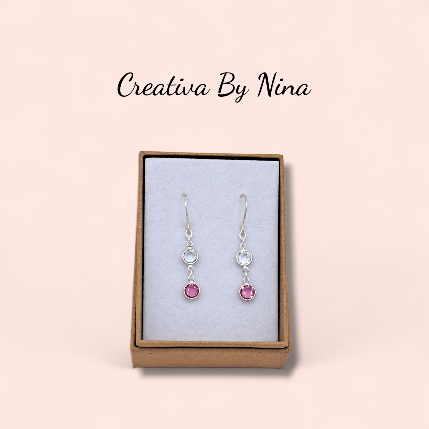 Preciosa gem 2 link drop earings - Rose