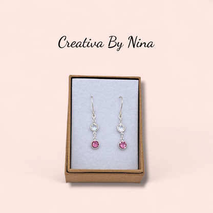 Preciosa gem 2 link drop earings - Rose