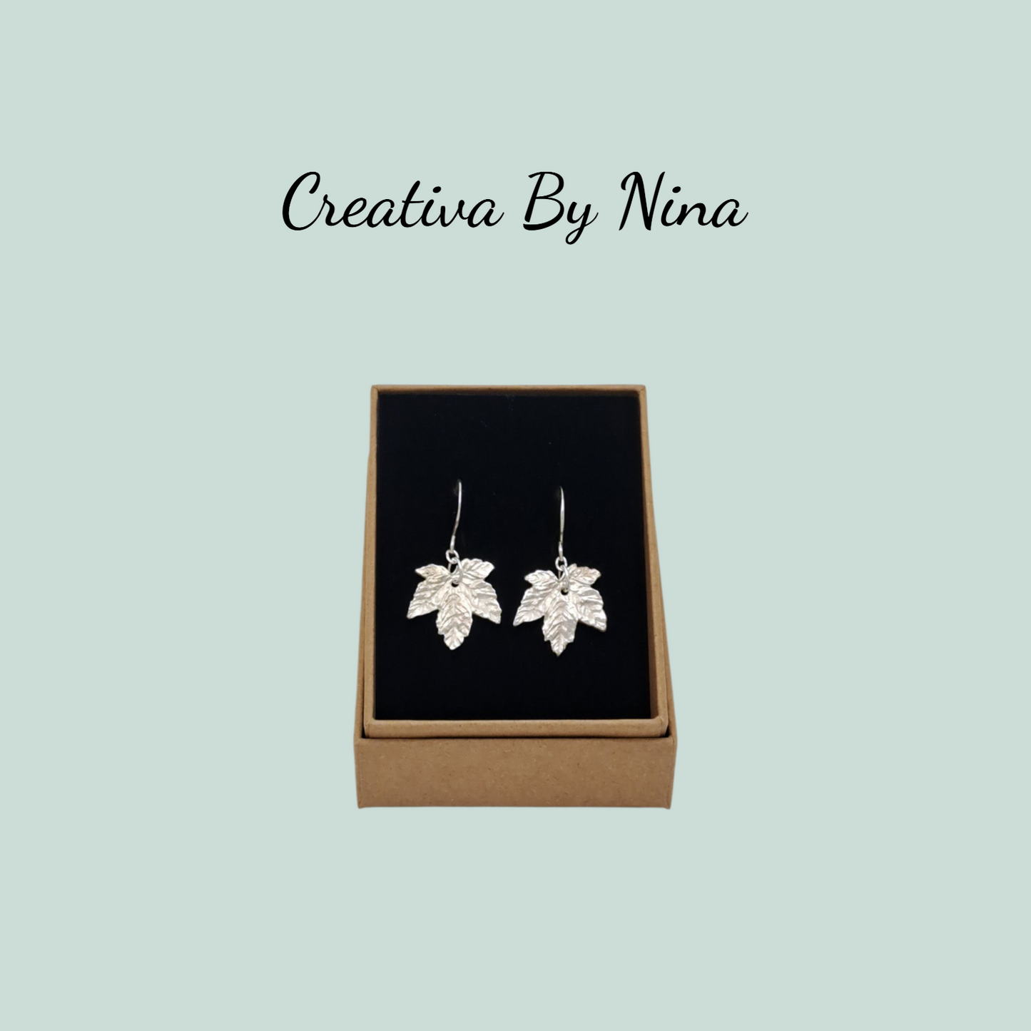 Maple Leaf - medium fine silver earrings