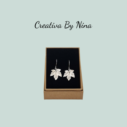 Maple Leaf - medium fine silver earrings