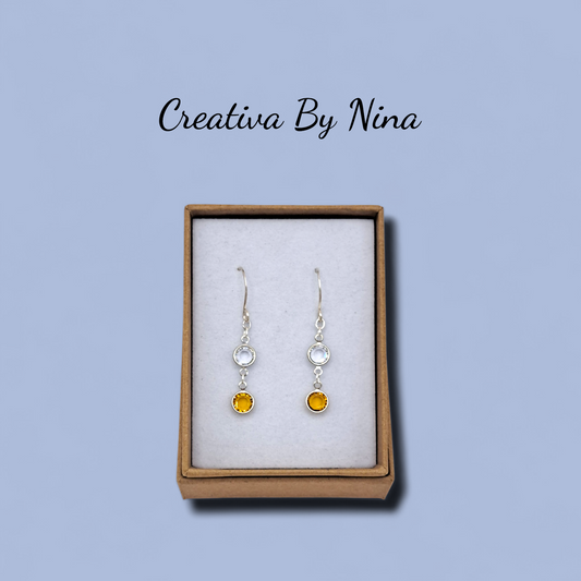 Preciosa gem 2 link drop earings - Topaz