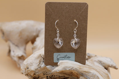 Glass heart earrings