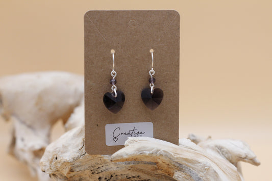 Glass heart earrings