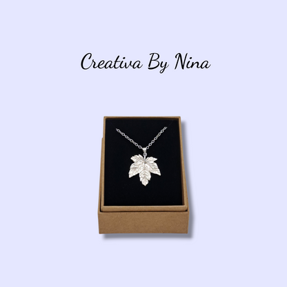Maple Leaf - medium fine silver necklace