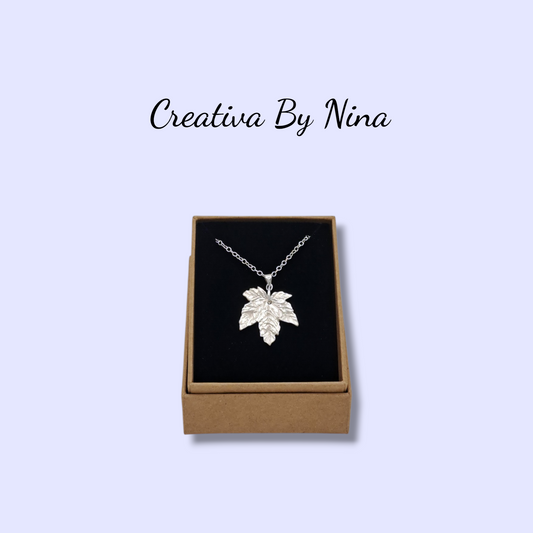 Maple Leaf - medium fine silver necklace