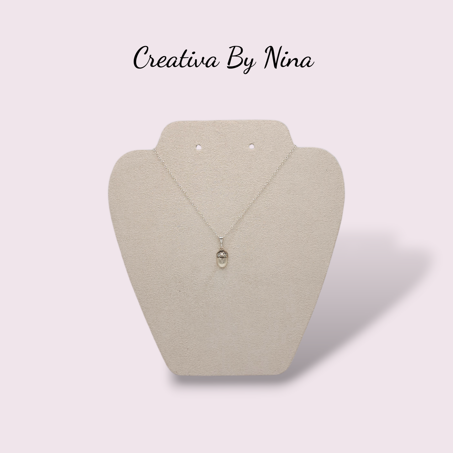 Fine silver acorn half necklace