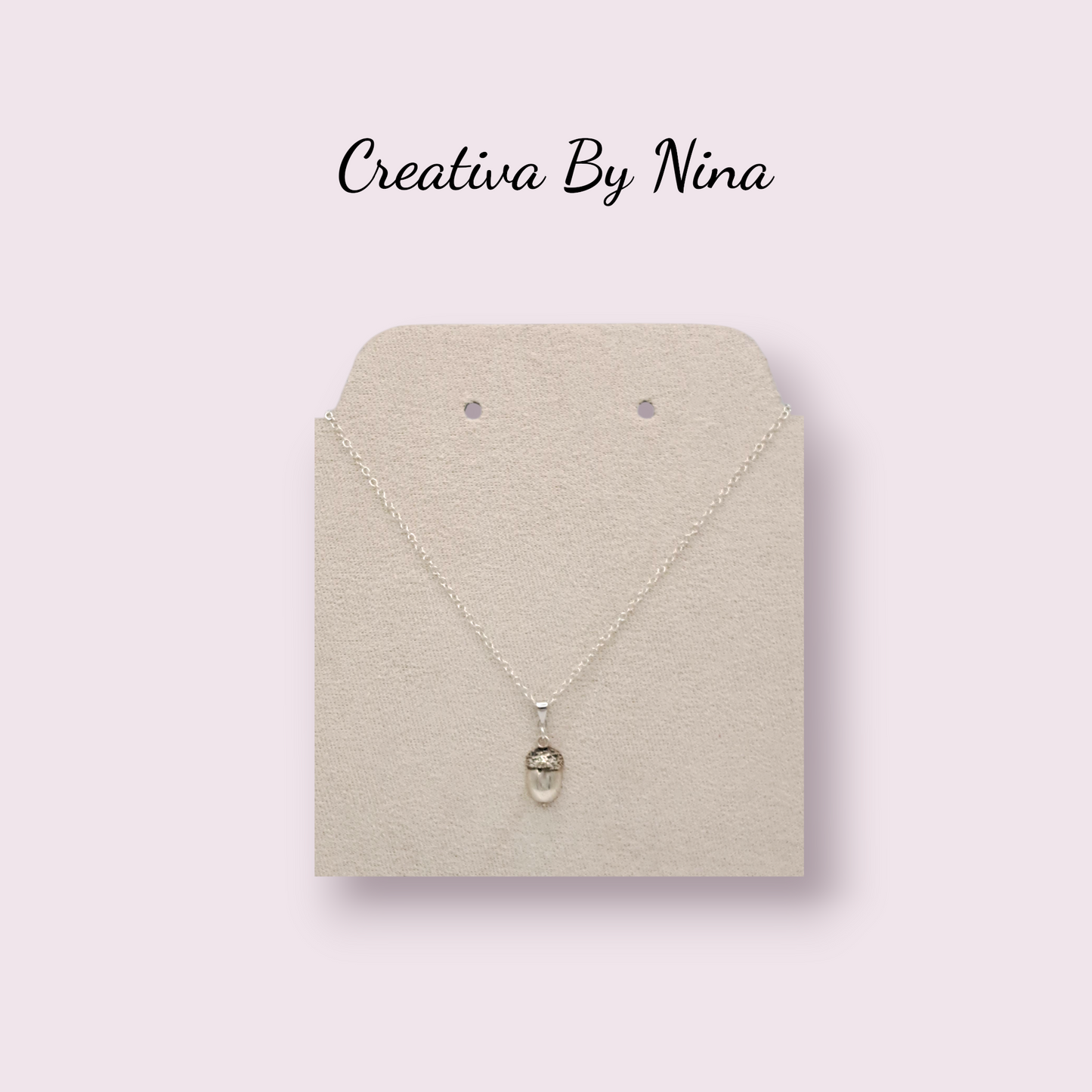 Fine silver acorn half necklace