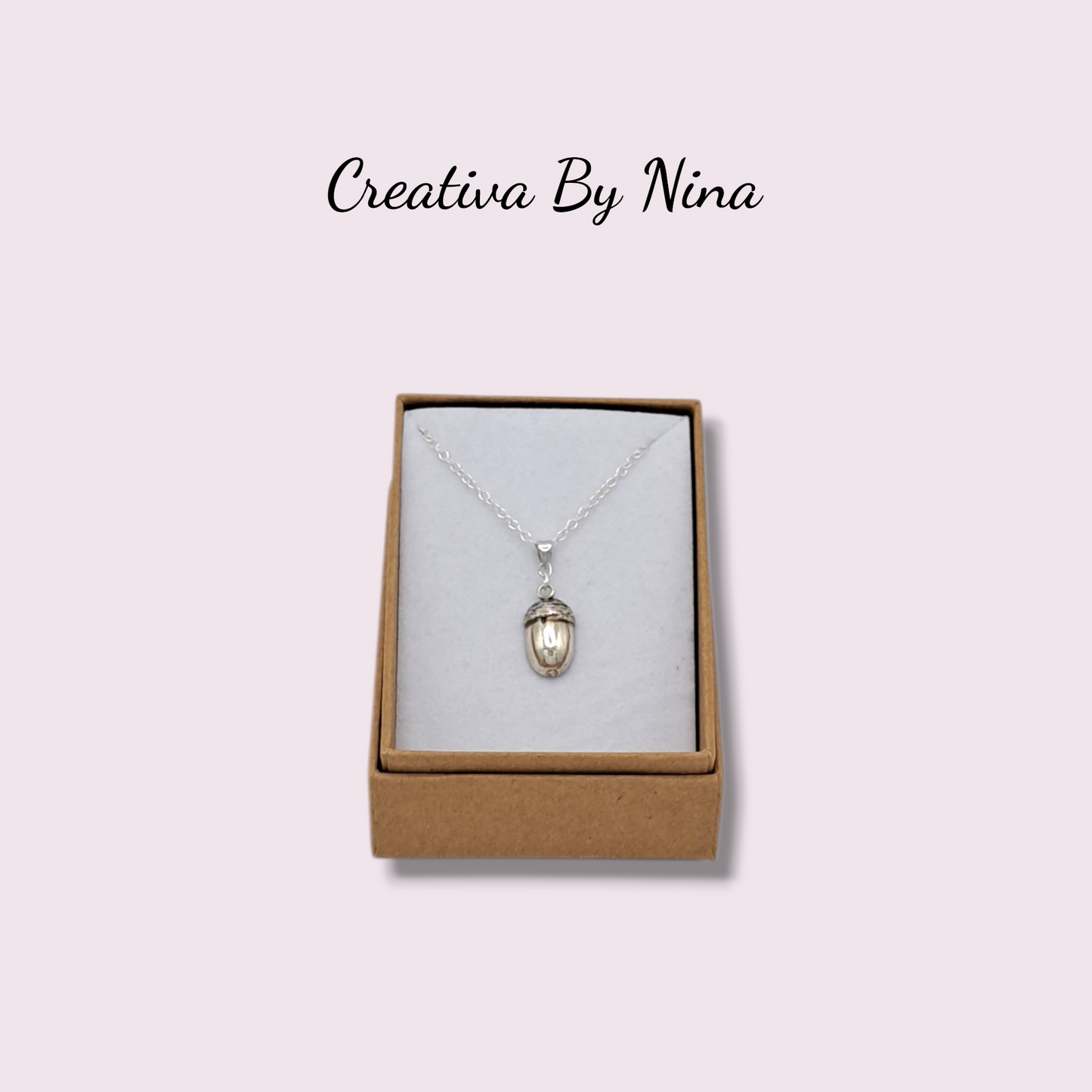 Fine silver acorn half necklace