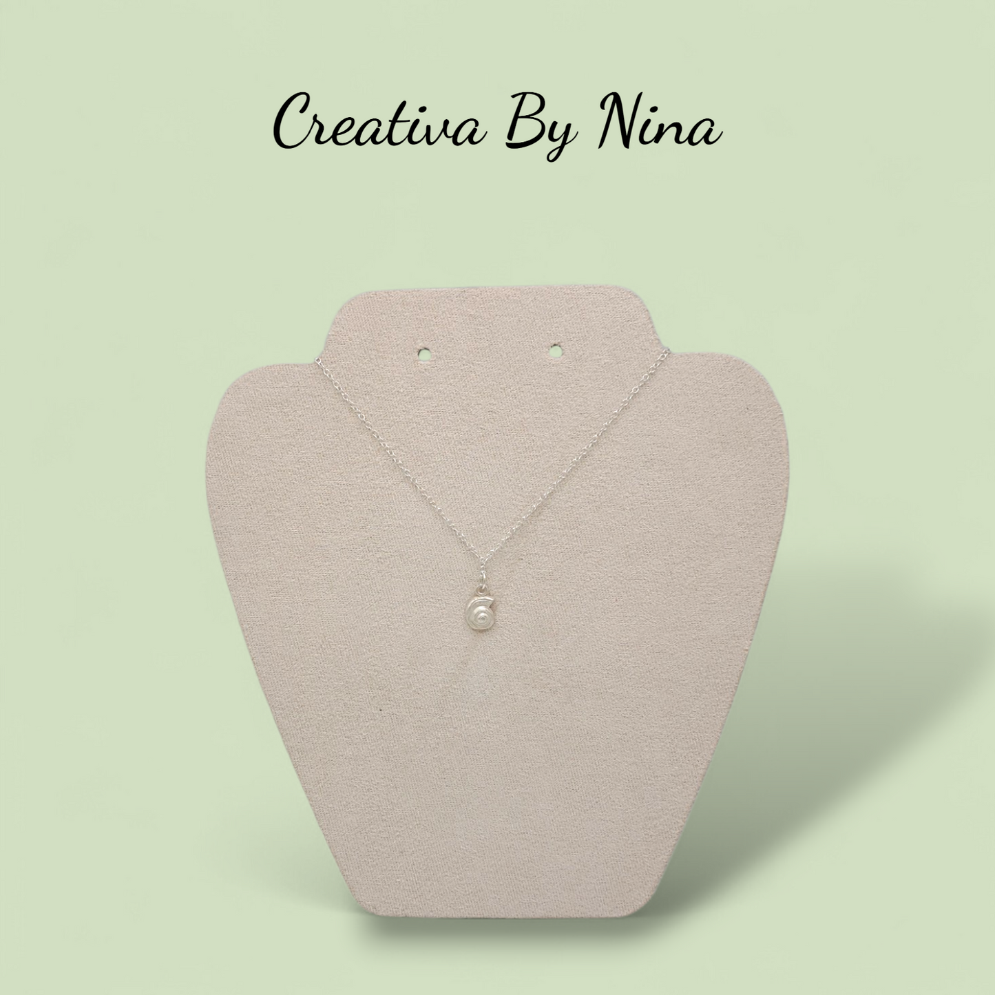 Fine silver sea snail flat spiral style necklace