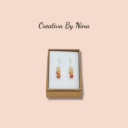 Natural stone and silver plated earrings