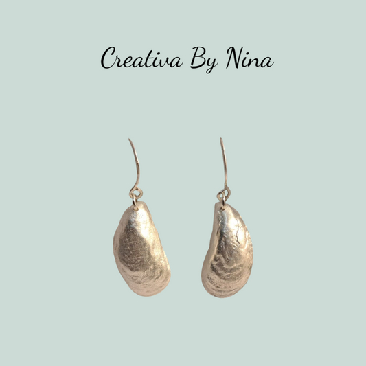 Large Fine Silver Mussel Shell Earrings