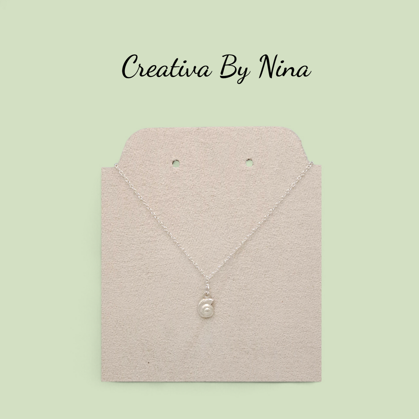 Fine silver sea snail flat spiral style necklace